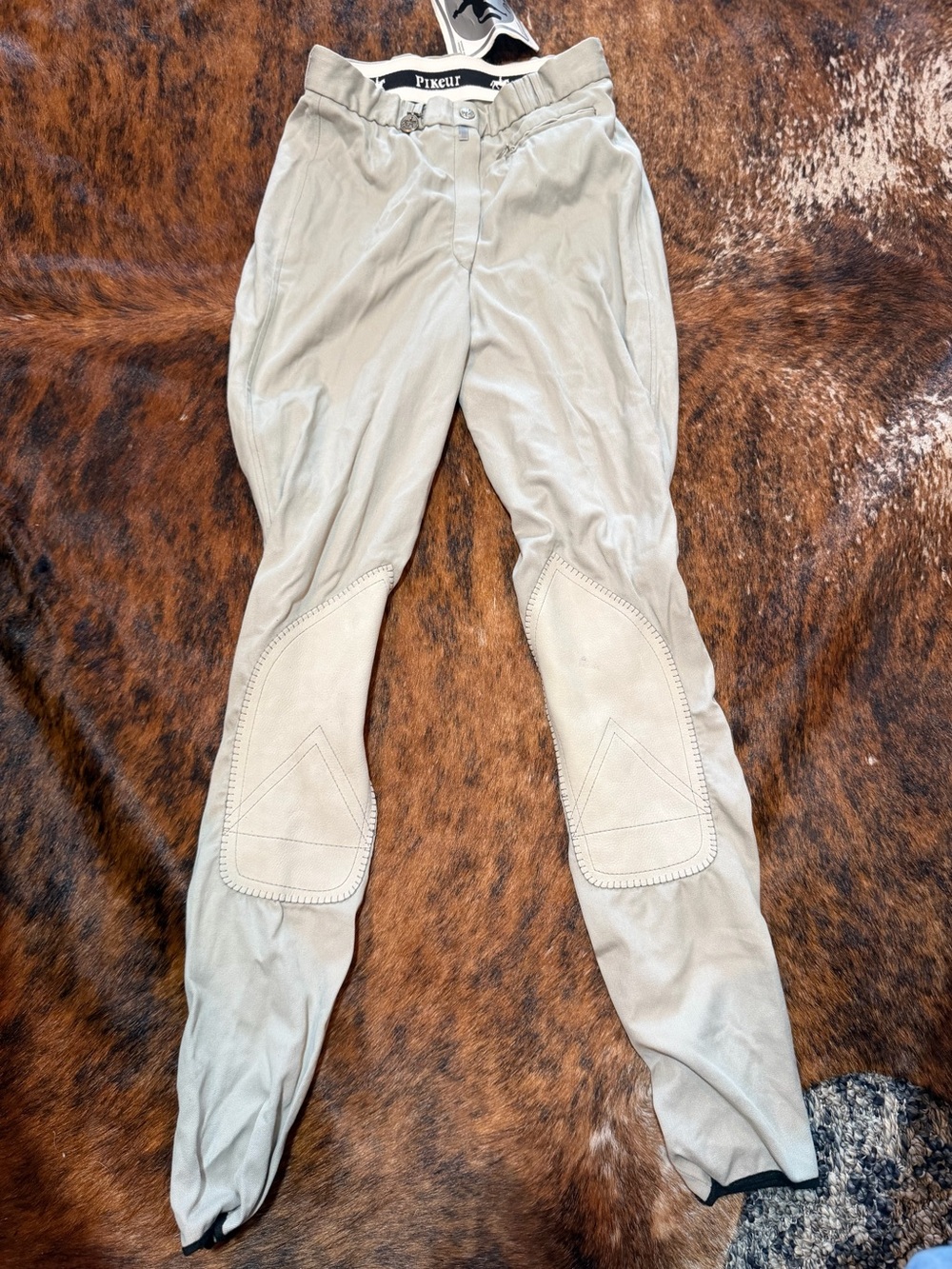 PIKEUR Albany Tan Khaki Knee Patch Breeches 26L Riding Pants New W/ Tags Horse